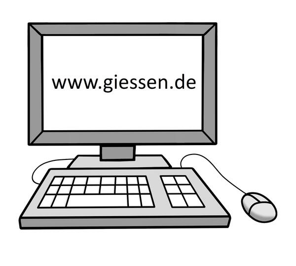 Computer mit Schrift www.giessen.de