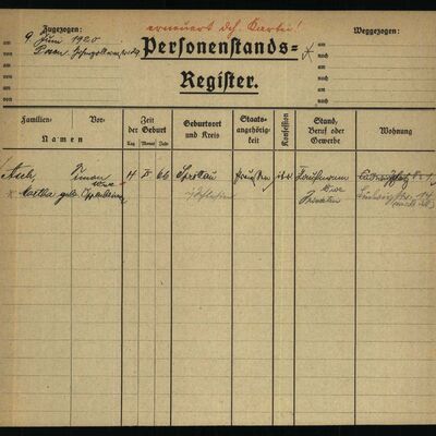 Auszug aus dem Personenstandsregister Martha Asch