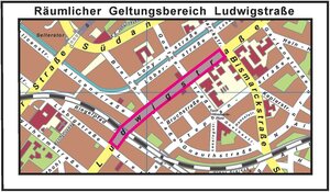 Rumlicher Geltungsbereich der Waffenverbotszone in der Ludwigstrae (Kartenansicht)