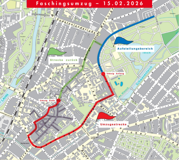 Streckenverlauf Fassenachtsumzug 2026