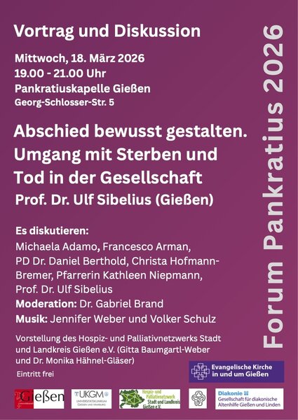 Veranstaltungsplakat: Abschied bewusst gestalten. Umgang mit Sterben und Tod in der Gesellschaft.