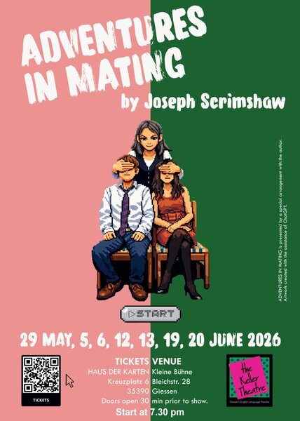 Plakat "the Keller Theatre - Adventures in Mating"