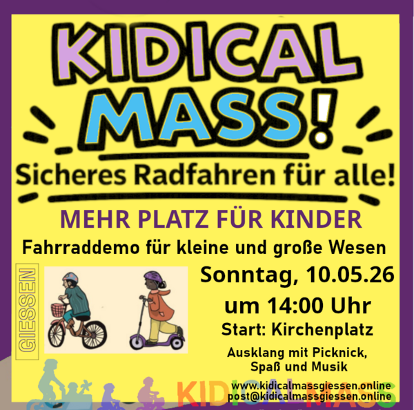 Flyer Kidical Mass Kinderfahrraddemo am 10.05.2026