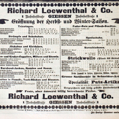 Zeitungsnannonce Richard Loewenthal am 24.10.1897
