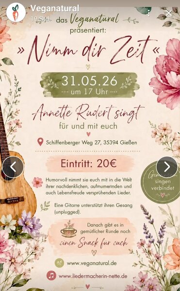 Plakat zum Konzert vo NETTE im Veganatural