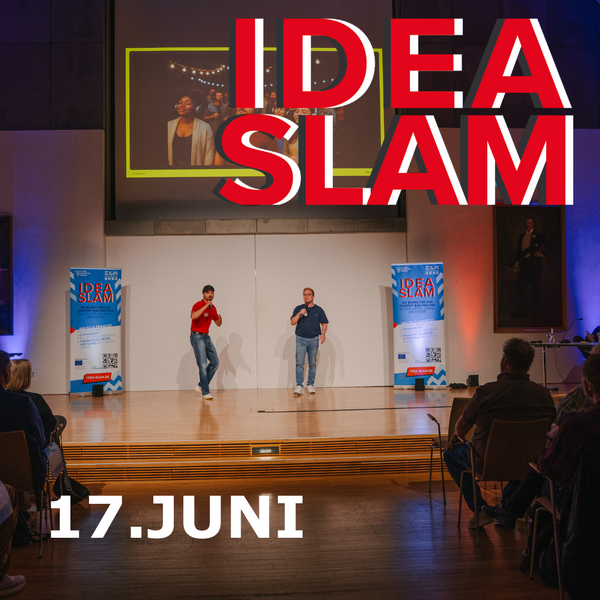 Plakat zum Idea Slam am 17. Juni 2026 mit Foto des letzten Jahres