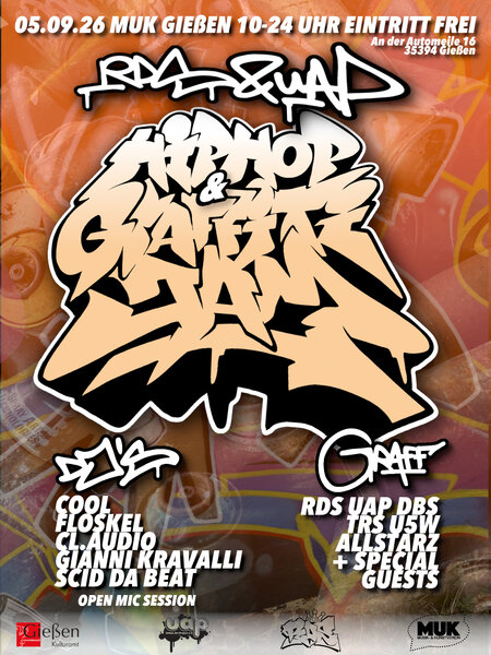 Plakat zum RDS UAP- Hip Hop und Graffiti Jam