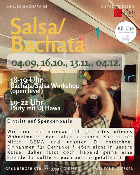 Plakat zur Salsa/Bachata Party 