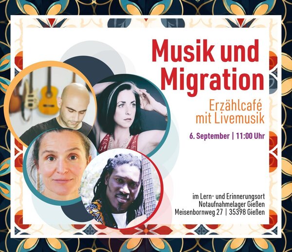Plakat zur Veranstaltung "Musik und Migration: Erz�hlcaf� mit Livemusik"