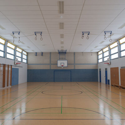 Turnhalle Wirtschaftsschule am Oswaldsgarten Ansicht L&auml;nge