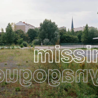 Banner zur Ausstellung "Missing Synagogues"