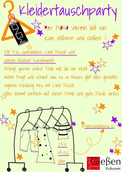 Plakat zur Kleidertauschparty des Mono Vereins