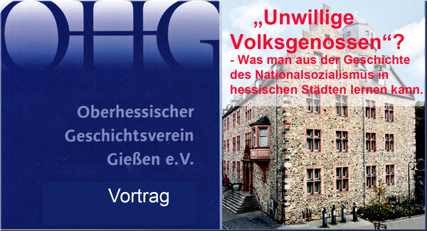 Veranstaltungsplakat: Unwillige Zeitgenossen? Was man aus der Geschichte des Nationalsozialismus in hessischen St�dten lernen kann. 