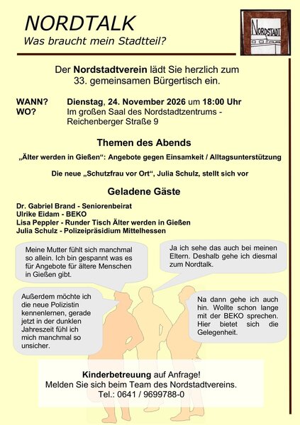 Flyer zum 33. Nordtalk des Nordstadtzentrums