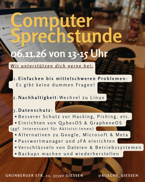 Plakat zur Computersprechstundne in  der K�-Ch�