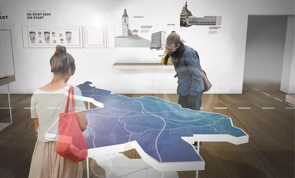 Interaktives Stadtmodell - - Wettbewerbsentwurf 2020 für Weiterentwicklung des Oberhessischen Museums