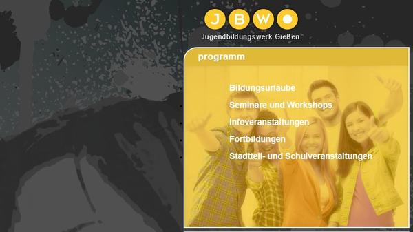 Jugendbildungswerk Gießen - Ausschnitt Webseite