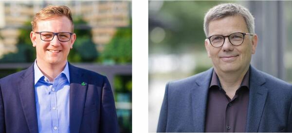 Die Kandidaten der OB-Wahl in Gieen Alexander Wright (GRNE) (links) und Frank-Tilo Becher (SPD) (rechts)