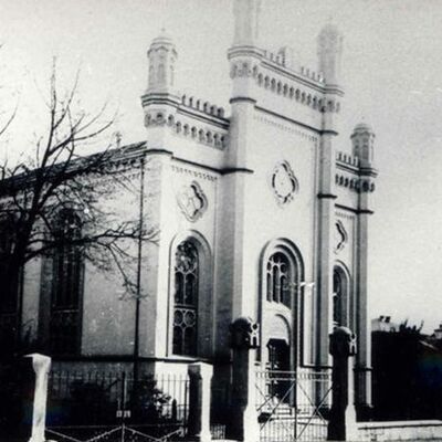 Historische Aufnahme der ehemaligen Synagoge in Gießen, die 1938 zerstört wurde.