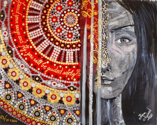 Gemälde Hold my Hand von Rana Kalash und Cathrin Wagner