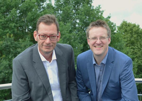 Gründer und Geschäftsführer von Pegasus Spiele GmbH (Links: Andreas Finkernagel, rechts: Karsten Esser) 