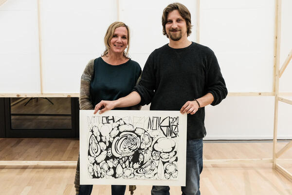 Andrea L�hrig und Mirko Westermayer, Galerie 23 - Grafik des K�nstlers Matias V�lksch