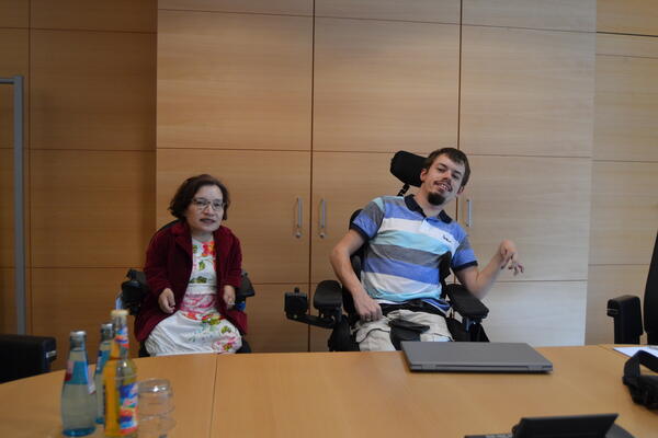 Treffen der Landesbehindertenbeauftragten Rita Esser mit Samuel Gro, Behindertenbeauftragter der Stadt Gieen
