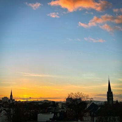 Sonnenuntergang Panorama Rathausdach