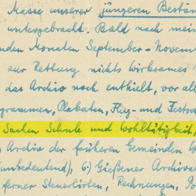 Brief von Stadtarchivar Karl Glöckner an das Staatsarchiv Darmstadt vom 29. Mai 1945