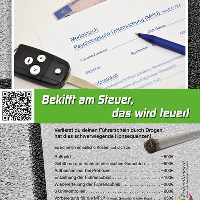 Sucht-Kampagne des Prventionsrates - Karte Bekifft am Steuer, das wird teuer!