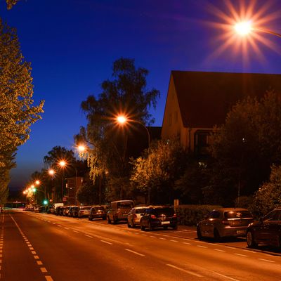 Sudetenlandstraße vor der Umrüstung auf LED-Beleuchtung