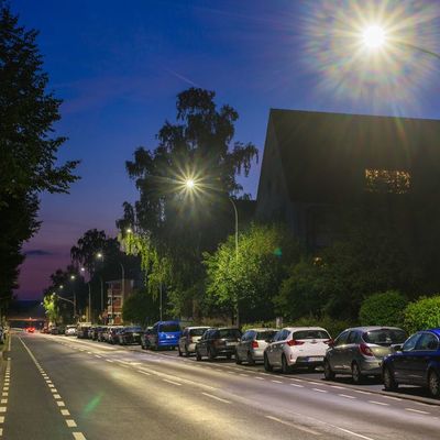 Sudetenlandstrae nach der Umrstung auf LED-Beleuchtung