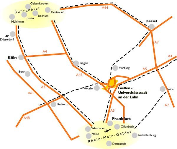 Karte Verkehrsanbindung Gießen