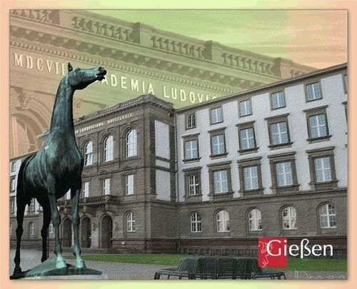 Postkarte mit dem Hauptgeb&auml;ude der Justus-Liebig-Universit&auml;t